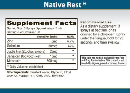 ingredients label Native Rest